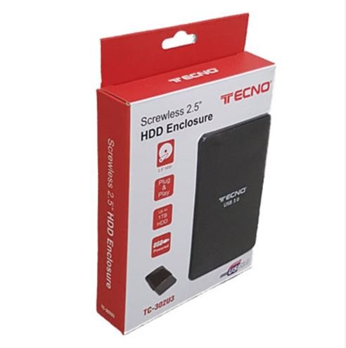 BOX ESTERNO HDD 2,5 USB 3.0 TECNO ACCESSORI TC-302 IN MATERIALE PLASTICO RIVESTITO IN GOMMA
