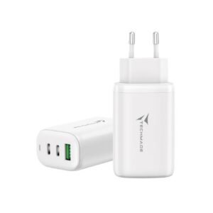 CARICABATTERIA RAPIDO 65W GAN 3 PORTE (2USB-C USB-A) TECHMADE TM-P937-WH